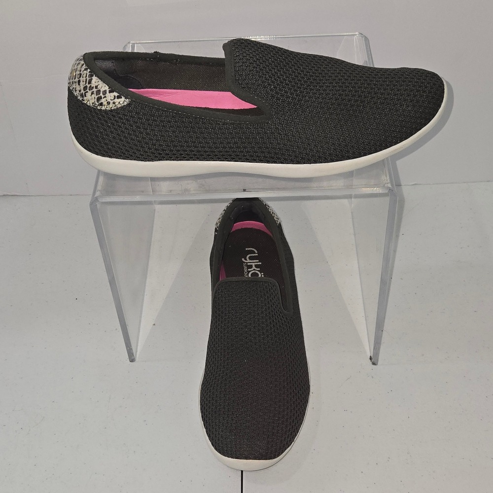 Ryka Camden Womens 8.5M Mesh Slip On Sneakers Snakeskin Heel Accent Shoes